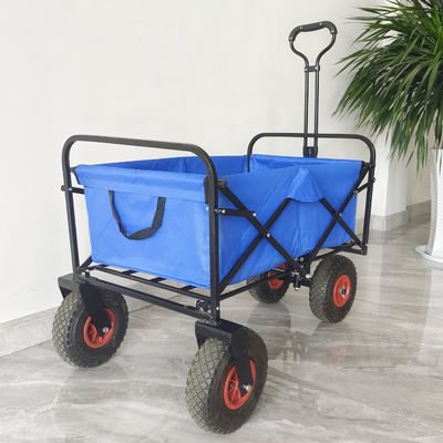 Stainless Steel Frame Collapsible Folding Wagon Pneumatic Tire Wheels Portable Garden Cart