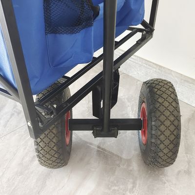 Stainless Steel Frame Collapsible Folding Wagon Pneumatic Tire Wheels Portable Garden Cart