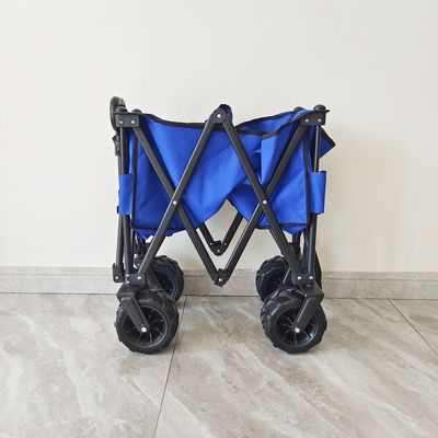 Camping Large Space Folding Beach Wagon Cart with Adjustable Handle Wide Wheels