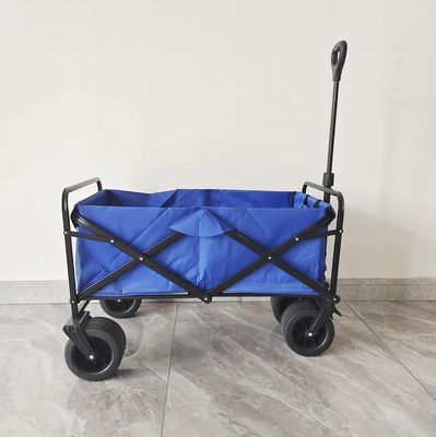 Outdoor Camping Folding Beach Wagon With Band Brake PU Wide Wheels