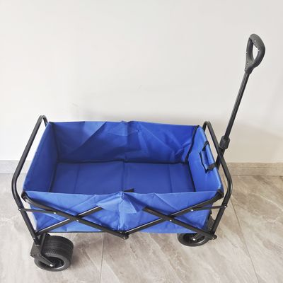 Outdoor Camping Folding Beach Wagon With Band Brake PU Wide Wheels