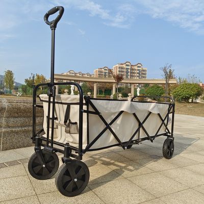 White Extended Four Wheel Camping Garden Folding Cart Hold Folding Table PVC Wheel