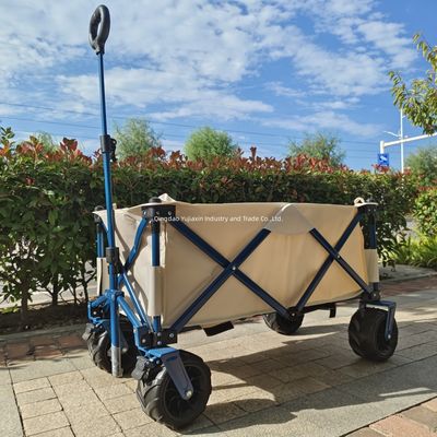 Extended Drawbar Beach Folding Truck Camper PU Wheel Heavy Steel Frame Wide Wheels