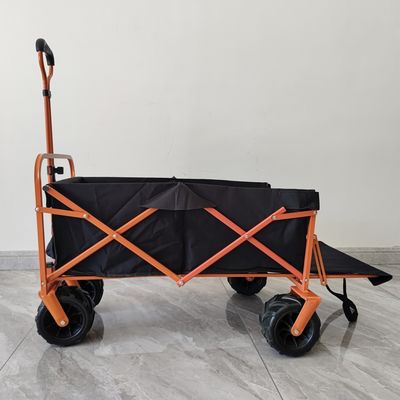 Rear Opening Folding Shopping Cart Trolley Beach Camping Folding Cart PU Wheel