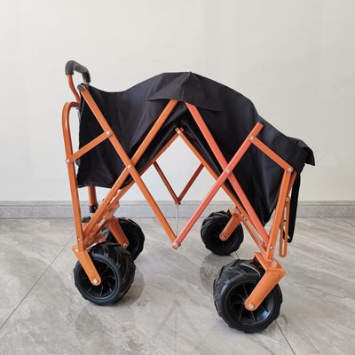 Rear Opening Folding Shopping Cart Trolley Beach Camping Folding Cart PU Wheel