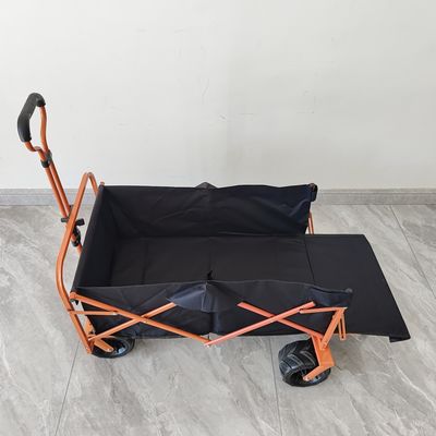 Rear Opening Folding Shopping Cart Trolley Beach Camping Folding Cart PU Wheel