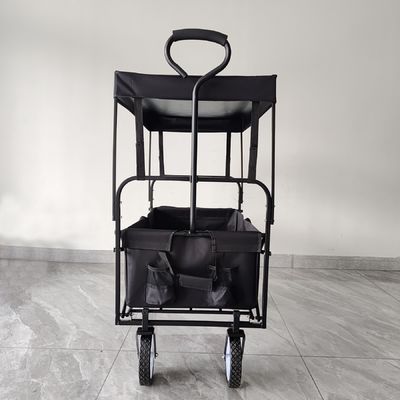 Collapsible Foldable Wagon With Removable Canopy Utility Folding Wagon With 360 Degree Swivel Wheels