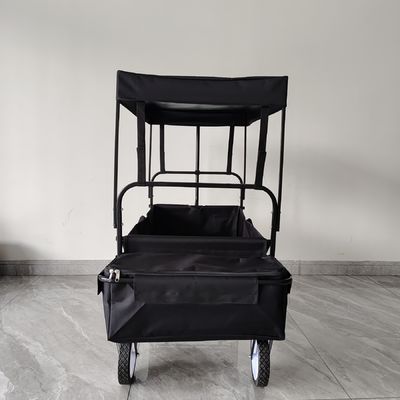 Collapsible Foldable Wagon With Removable Canopy Utility Folding Wagon With 360 Degree Swivel Wheels
