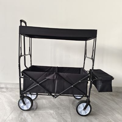 Collapsible Foldable Wagon With Removable Canopy Utility Folding Wagon With 360 Degree Swivel Wheels