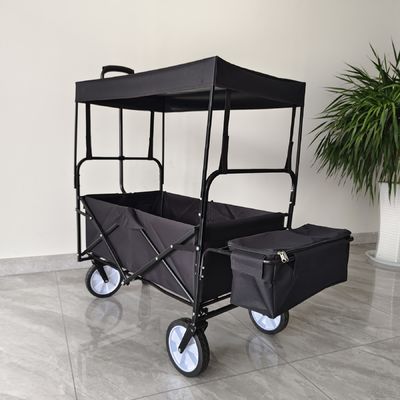 Collapsible Foldable Wagon With Removable Canopy Utility Folding Wagon With 360 Degree Swivel Wheels