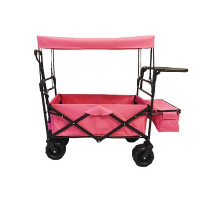 Collapsible Outdoor Camping Wagon With Roof Folding Stroller Wagon For Kids