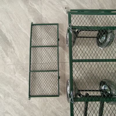 Foldable Detachable Garden Mesh Cart , Metal Spokes, Four Rubber Inflatable Wheels
