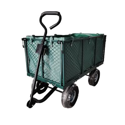 Heavy Duty Four Wheel Metal Mesh Garden Wagon - Perfect for Outdoor Tasks