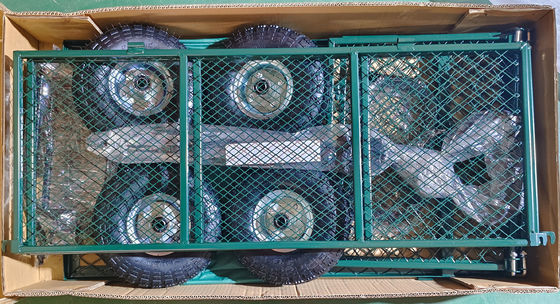 Heavy Duty Four Wheel Metal Mesh Garden Wagon - Perfect for Outdoor Tasks