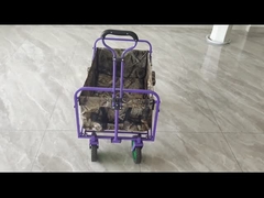 PVC Coating 4 Wheel Folding Trolley With Retractable Handle Double Oxford Cloth Pockets